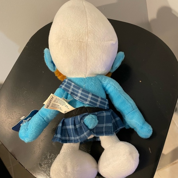 SMURFS GUTSY Smurf Irish Scottish plaid Blue Plush Kilt 17 inches - Picture 5 of 7